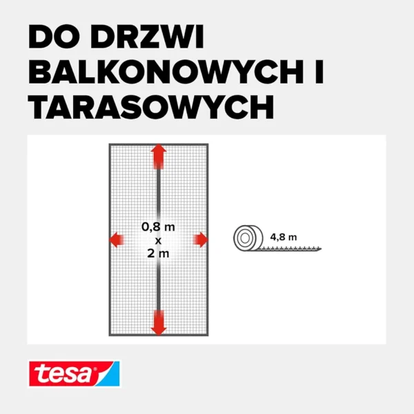 Tesa moskitiera magnetyczna na drzwi balkonowe 80x200 cm czarna