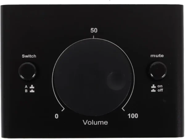 Przełącznik audio 2 wejścia RCA AUX 3,5 mm regulator głośności A/B